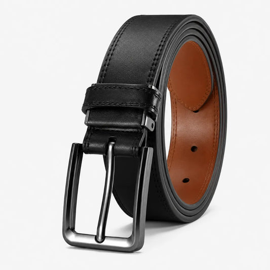CORVIKO Arven black classic belt for men with pin buckle and adjustable holes