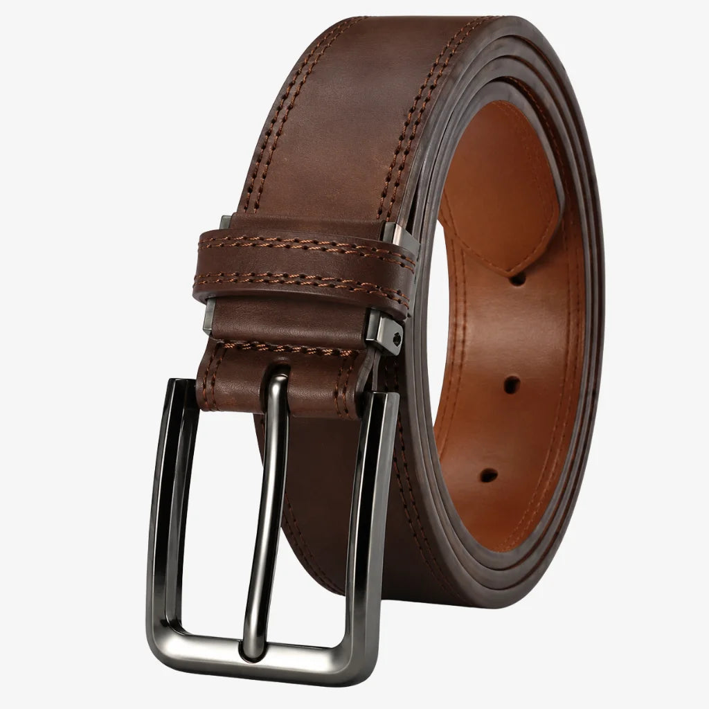 CORVIKO Arven brown classic belt for men with pin buckle and adjustable holes