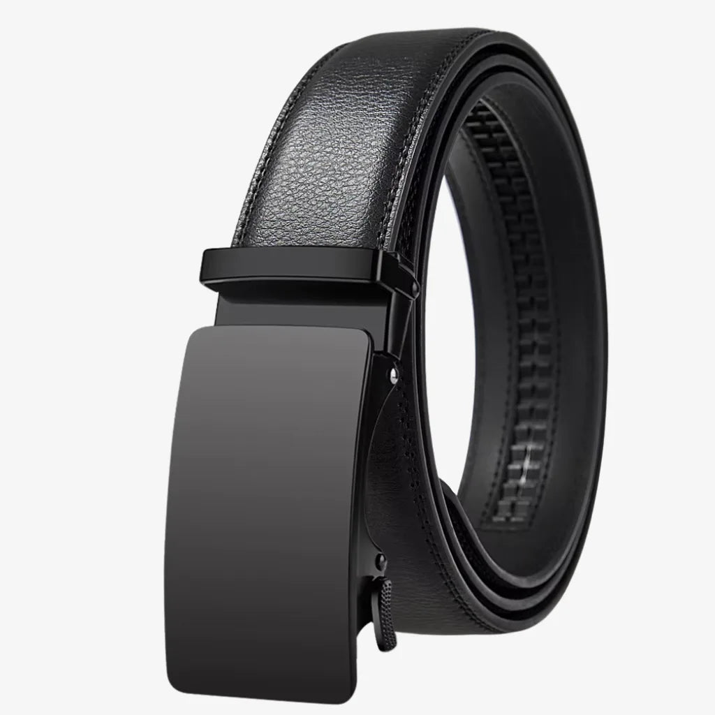 CORVIKO Kael black dress belt for men with black automatic buckle