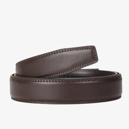 CORVIKO Kael brown dress belt for men - textured strap and stitched edges detail