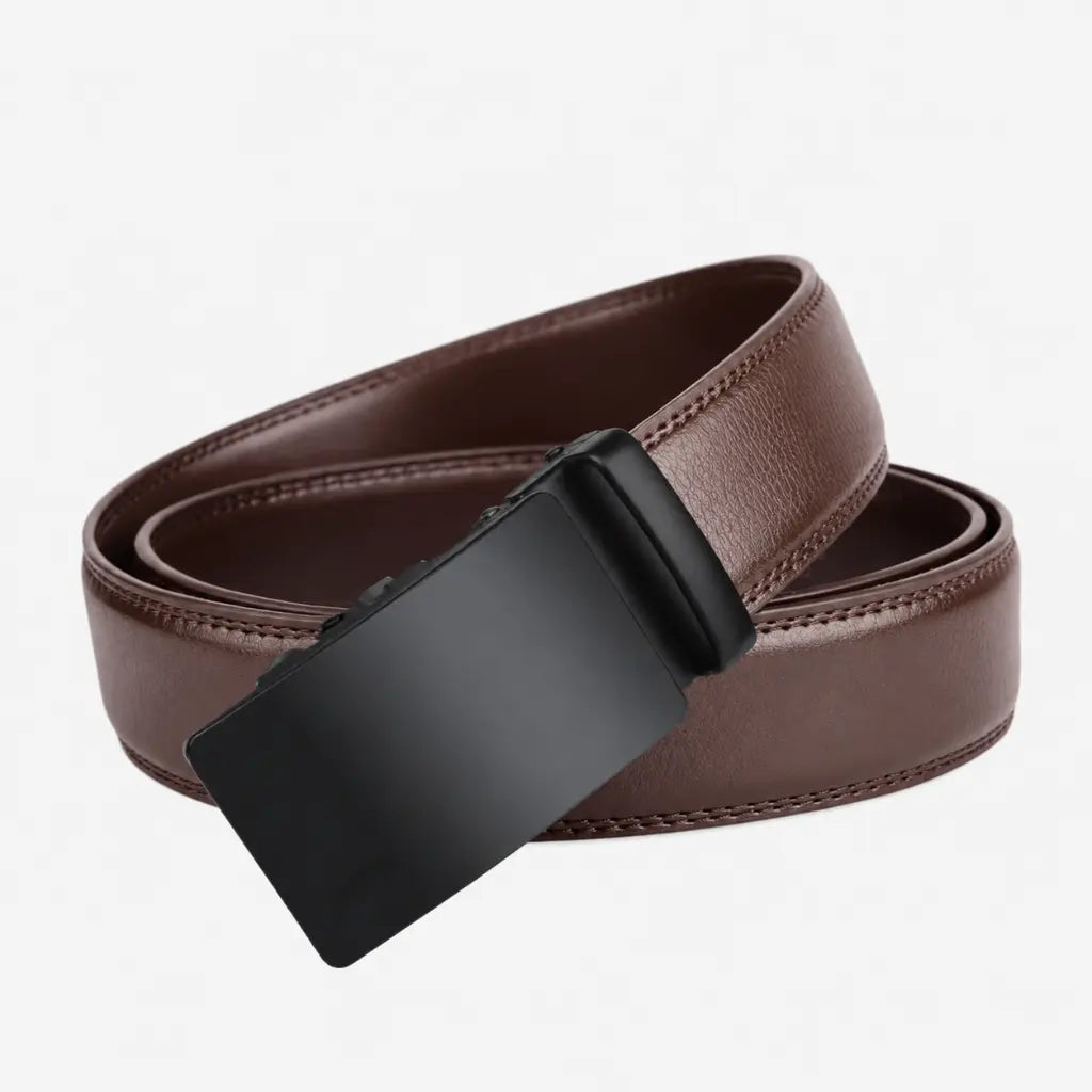 CORVIKO Kael brown dress belt for men - brown strap with matte black buckle