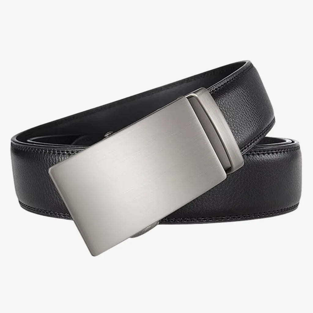 CORVIKO Soren black dress belt for men with automatic buckle and black strap