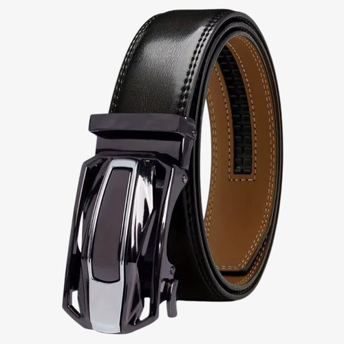 CORVIKO Aureon black automatic belt for men with contrast inner side and buckle