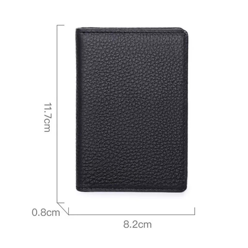 Black vertical card holder for men with 11.7 cm by 8.2 cm size reference by CORVIKO