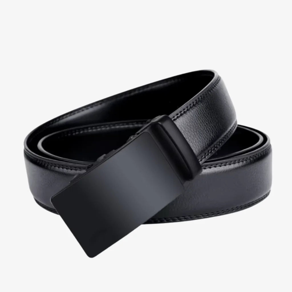 CORVIKO Kael black ratchet belt for men with modern black buckle