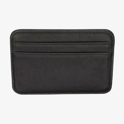 Black slim card holder for men with clean genuine leather finish by CORVIKO