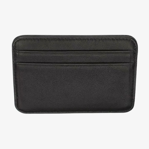 Black slim card holder for men with clean genuine leather finish by CORVIKO
