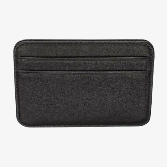 Black slim card holder for men with clean genuine leather finish by CORVIKO