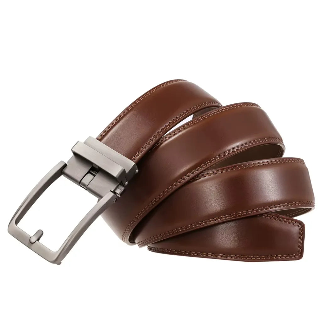 CORVIKO Varo brown automatic belt for men folded with double stitching detail