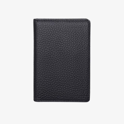 Card Holder for Men Vertical Model Orven Black by CORVIKO with textured genuine leather front