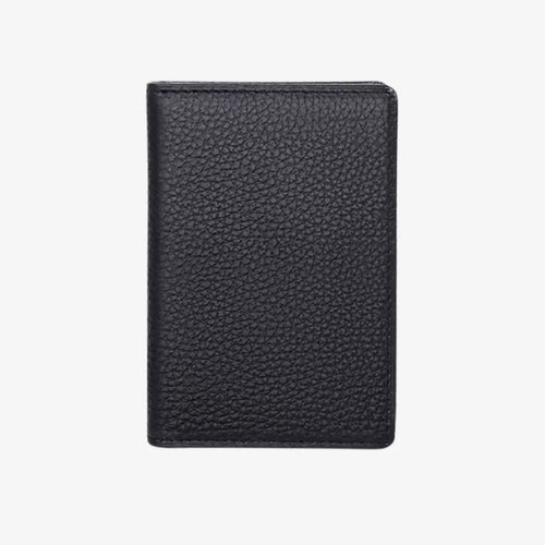 Card Holder for Men Vertical Model Orven Black by CORVIKO with textured genuine leather front
