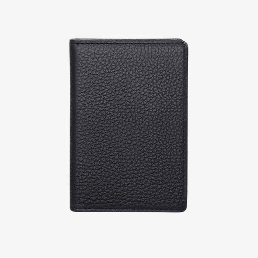 Card Holder for Men Vertical Model Orven Black by CORVIKO with textured genuine leather front