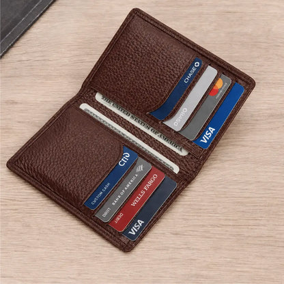 Coffee vertical card holder for men with cards and cash organized inside
