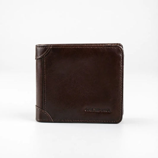 CORVIKO Bravik coffee RFID wallet for men - dark brown leather front view