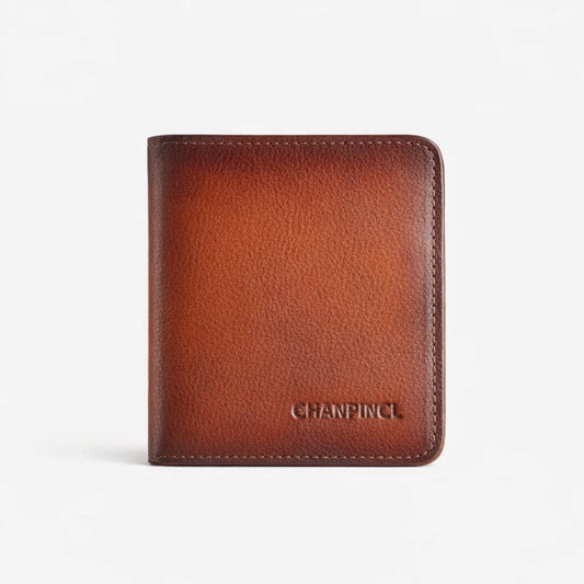 CORVIKO Renor cognac compact wallet for men - light brown leather front view