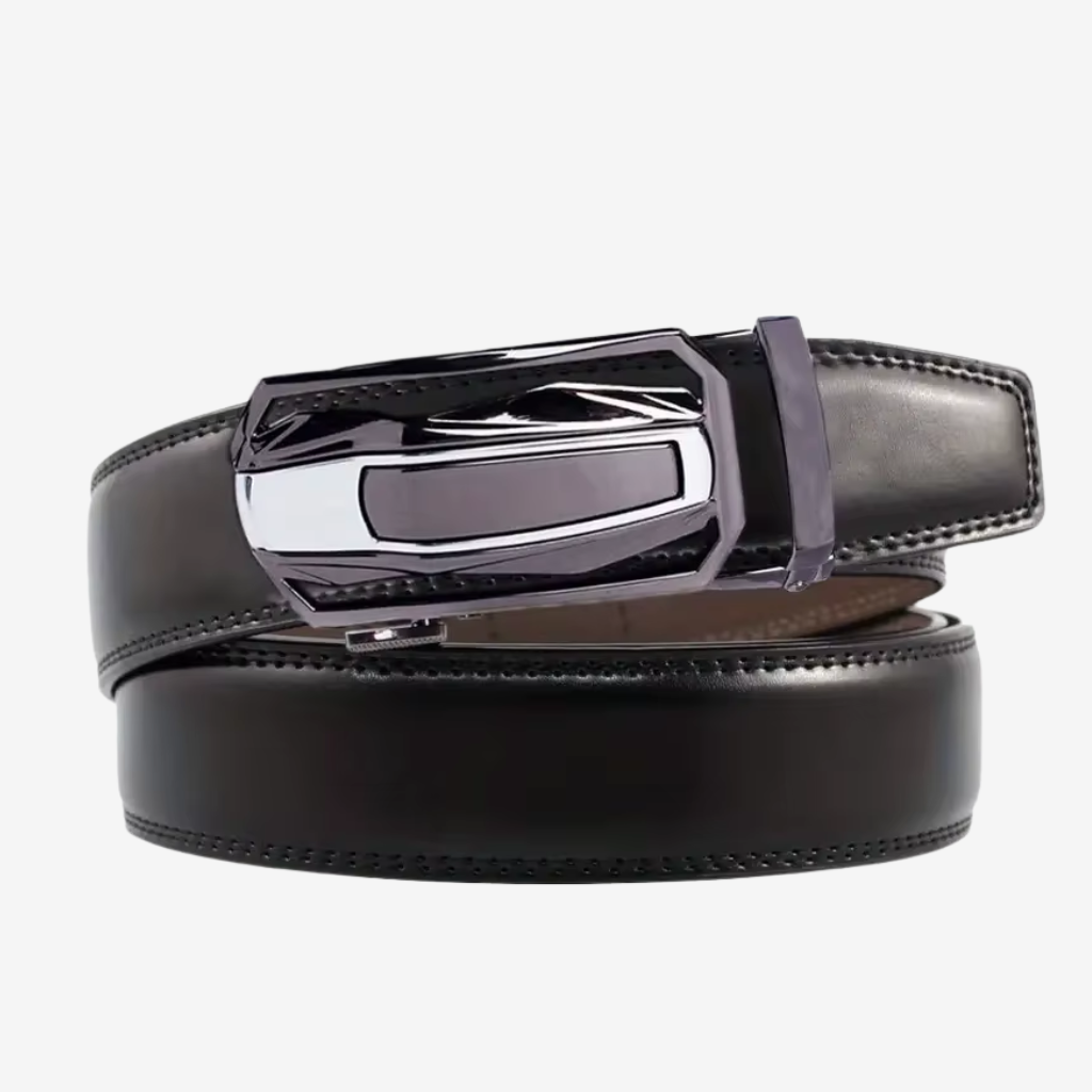 CORVIKO Aureon black luxury automatic belt for men with sophisticated buckle design