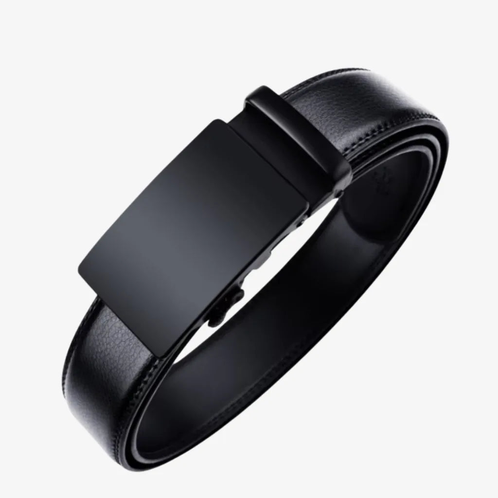 CORVIKO Kael black dress belt for men - sleek all-black automatic buckle design