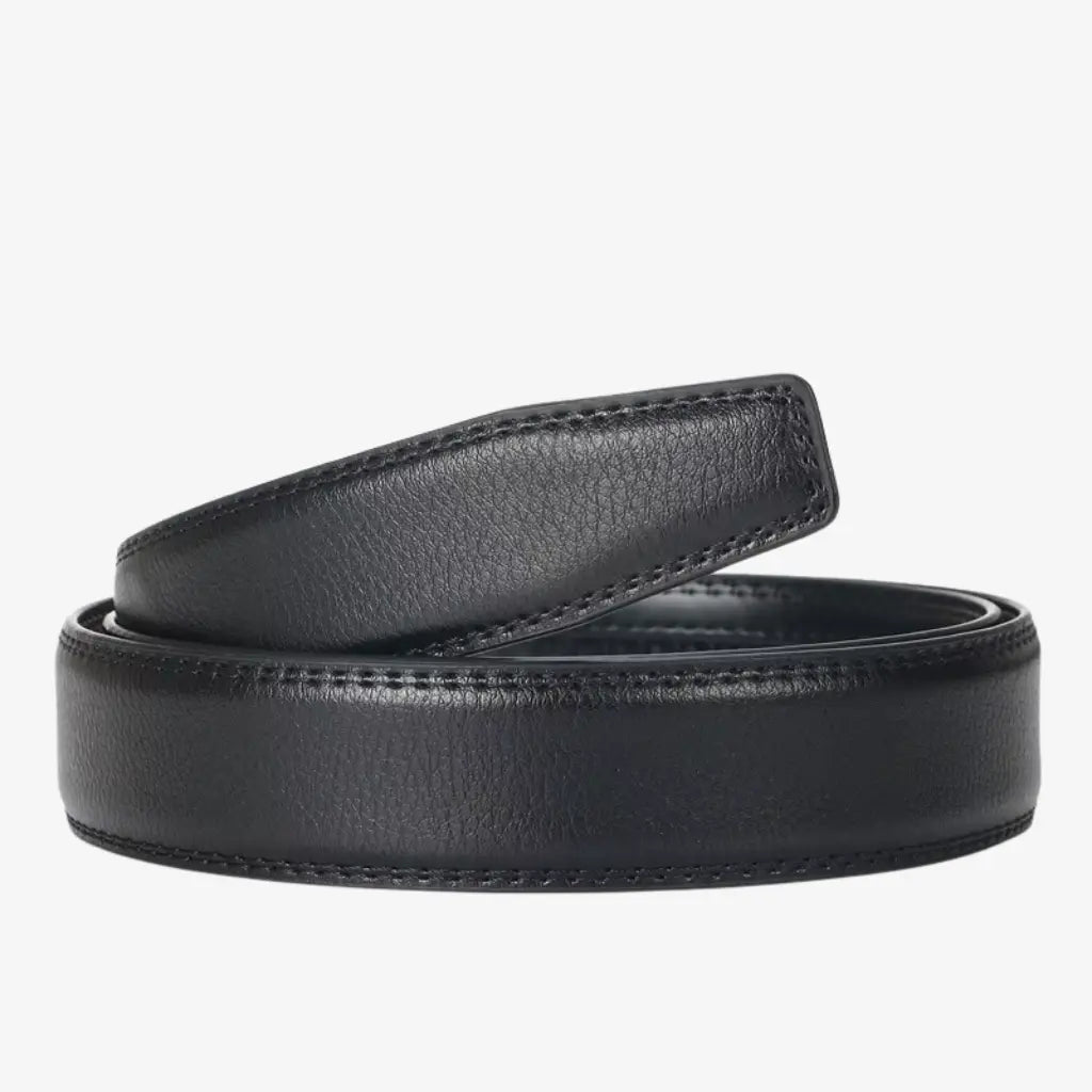 CORVIKO Soren black automatic belt strap with leather texture and stitching