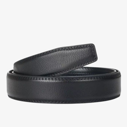 CORVIKO Soren black automatic belt strap with leather texture and stitching