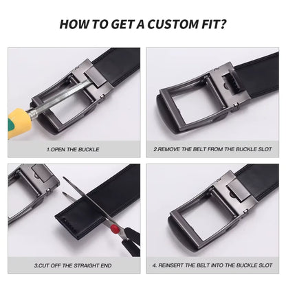 Automatic belt for men custom fit adjustment guide