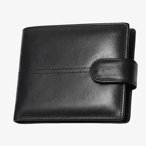 Black bifold wallet for men with 11.5 cm size reference