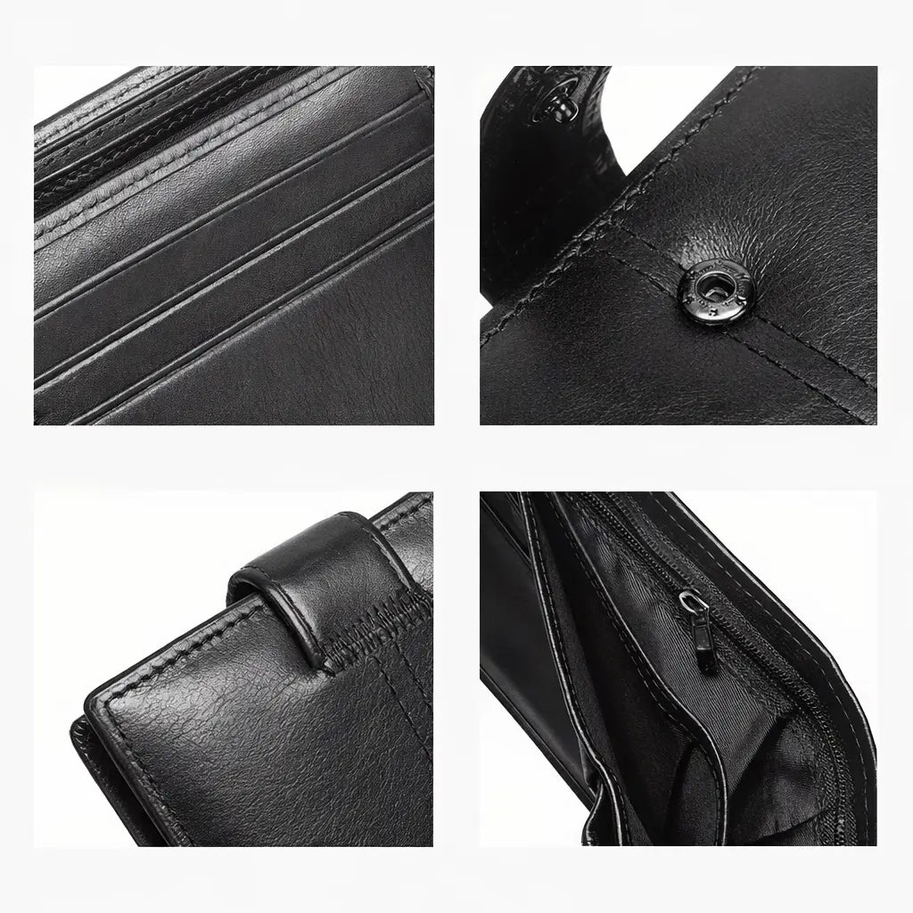Black men’s wallet with card slots and cash compartment