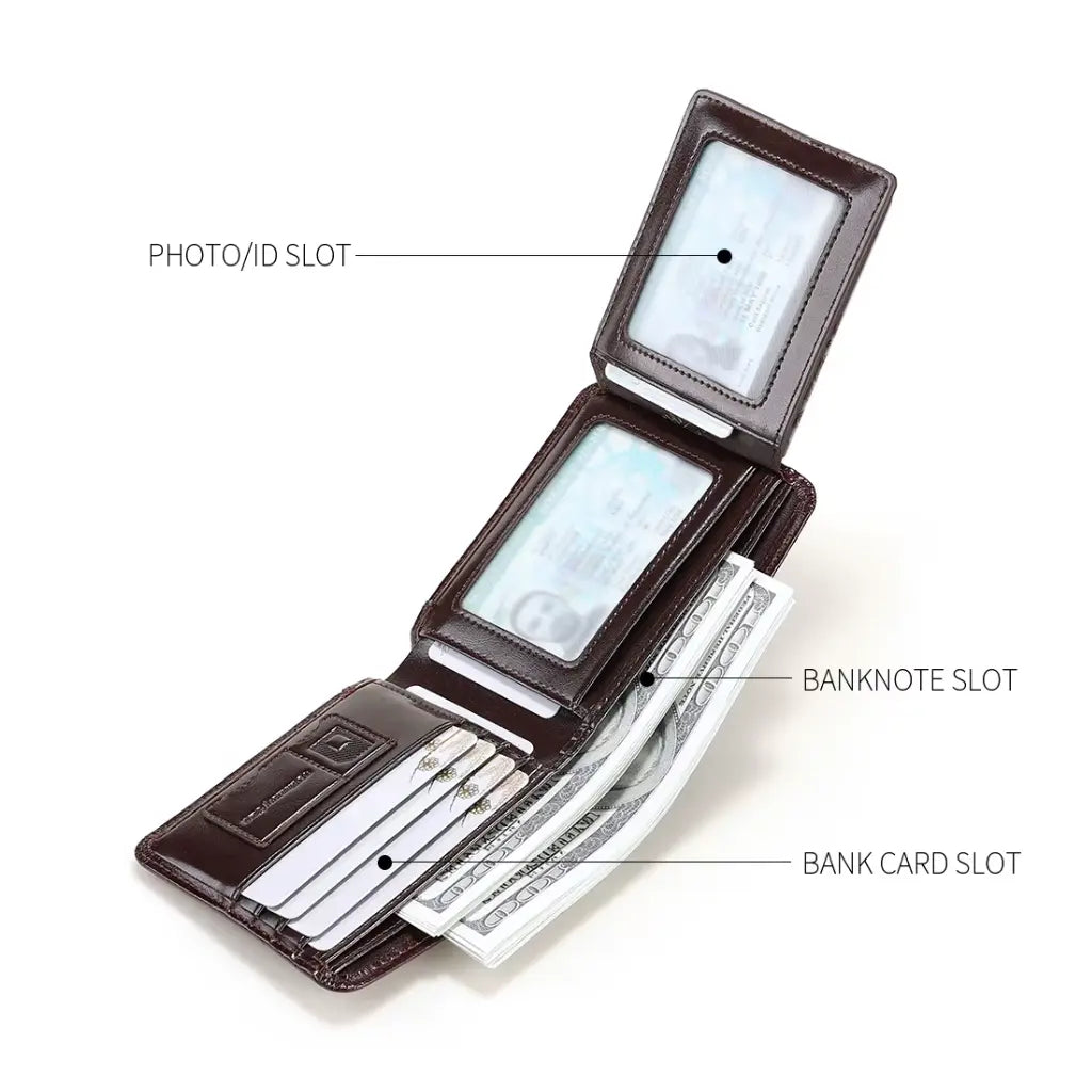 CORVIKO Bravik coffee RFID wallet for men - ID window card and banknote slots