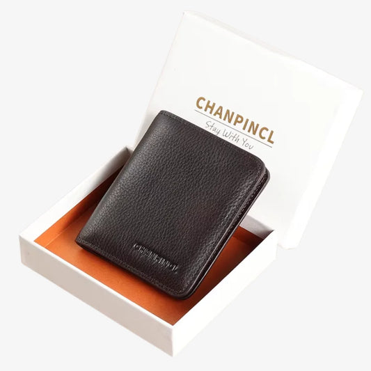 Wallet for Men Compact Model Renor Coffee with gift-ready box by CORVIKO