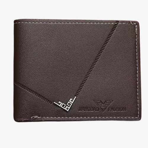 Wallet for Men Slim Model Arlen Coffee front view with textured PU leather finish